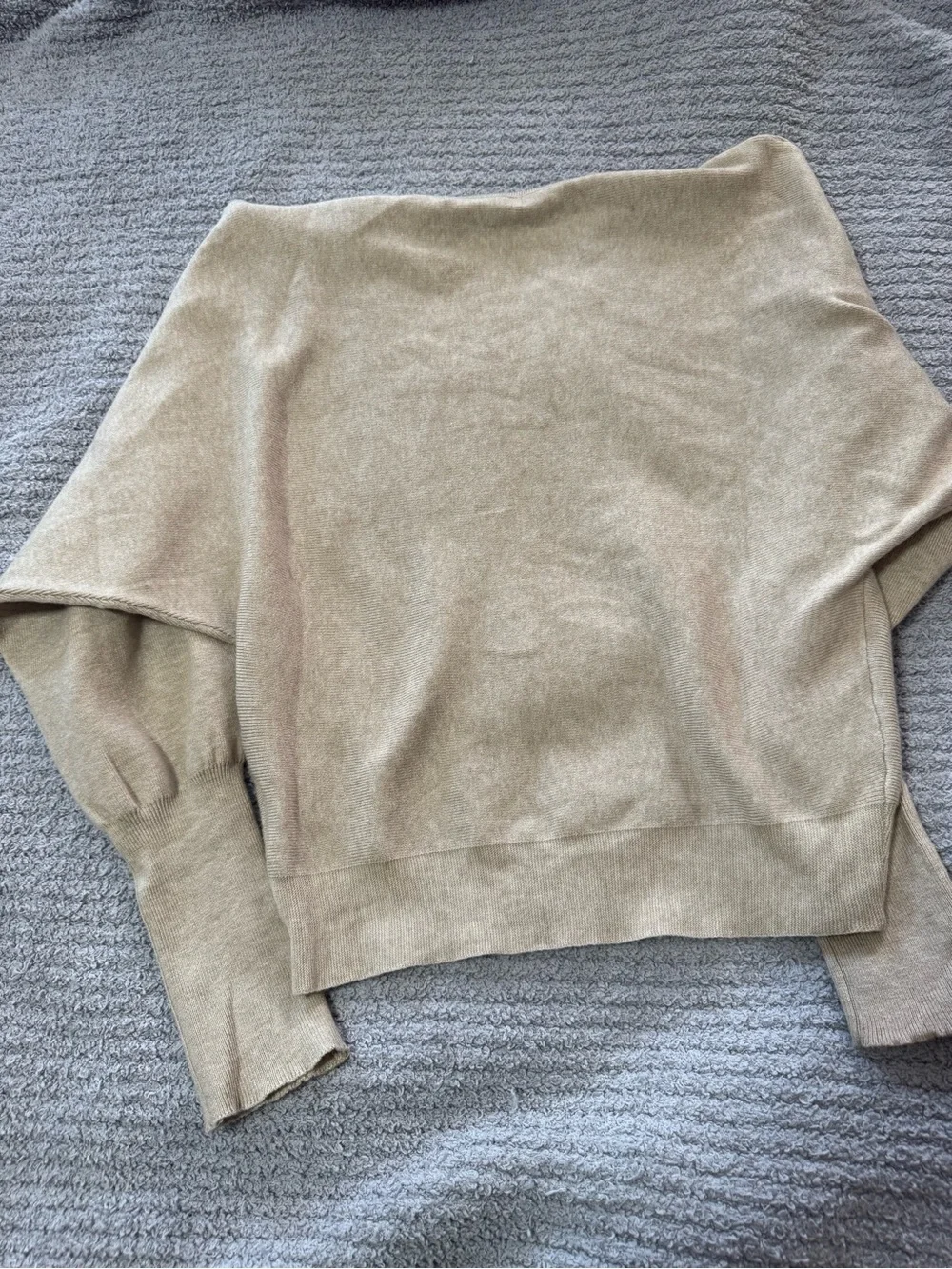Ribbed Beige Turtleneck Sweater